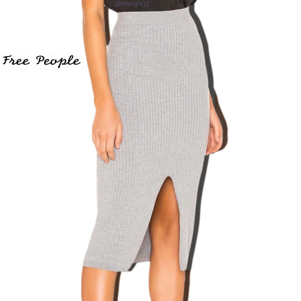 ⚡️FLASH SALE⚡️ Free People • Skyline Midi-Grey Skirt